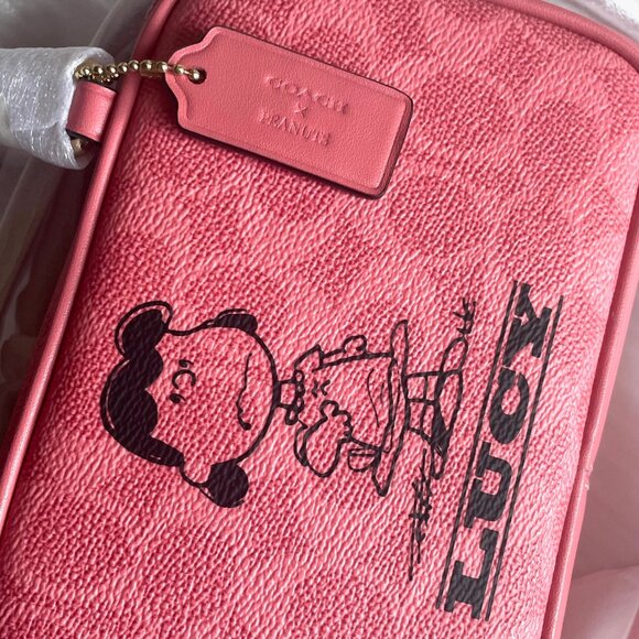 Coach x Peanuts Lucy Satchel Crossbody Bag Pink Canvas Halloween - Picture 8 of 12